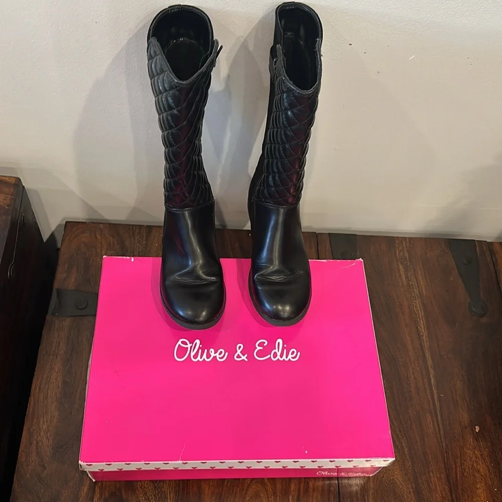Olive & Edie Girls Black Boots Size 3 - Picture 9 of 9